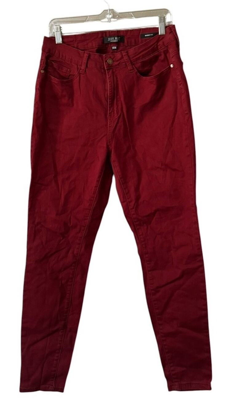 Judy Blue Jeans Women Size 14W Red Skinny Fit Garment Dyed Denim Pants Colorful